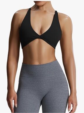 Aoxjox Workout Twist Sports Bra in Black - sz Small